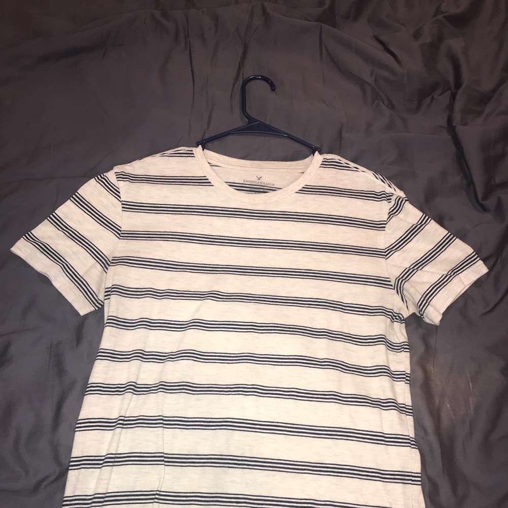 Blue and white striped American Eagle t-shirt